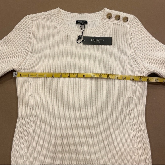 Talbots Short Sleeve Sweater With Button Detail on Shoulder New W Tag Size MP - Picture 8 of 9